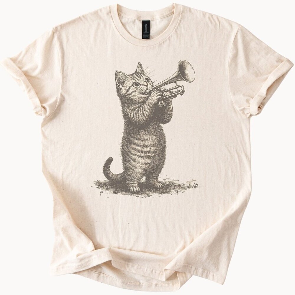 😸🎺 That Cat Can Play T-Shirt, Cream